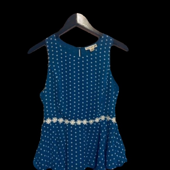 Blue Polka Dot Ruffle Shirt - Picture 2 of 4